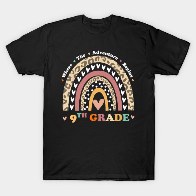 Back To School 9th Grade Where The Adventure Begins Rainbow T-Shirt by Brodrick Arlette Store